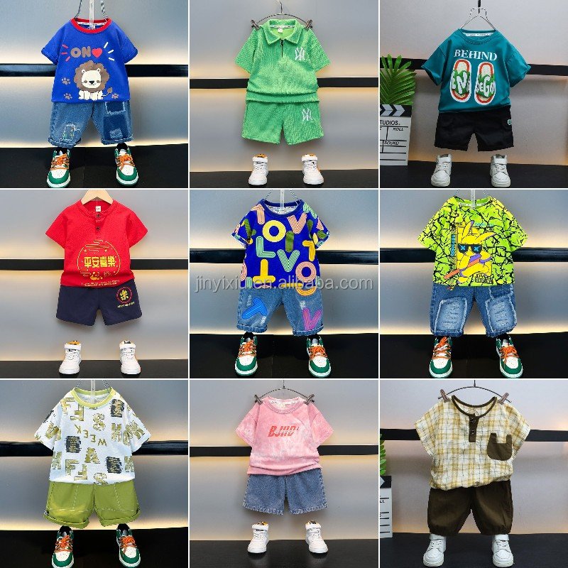 Children's summer clothing set 2024 two-piece children's clothing short sleeved shorts children's and boy's clothing set