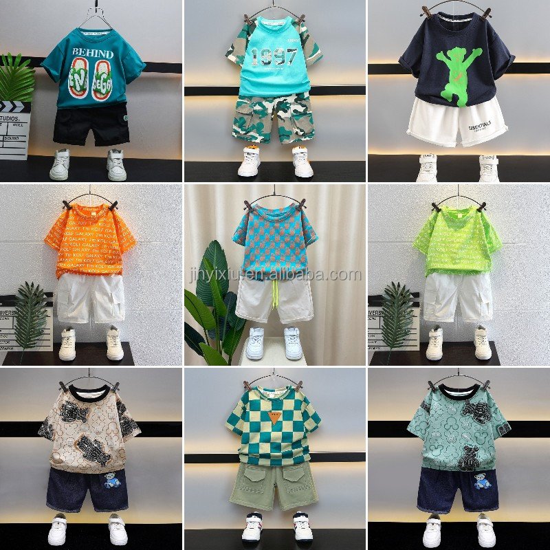 Children's summer clothing set 2024 two-piece children's clothing short sleeved shorts children's and boy's clothing set