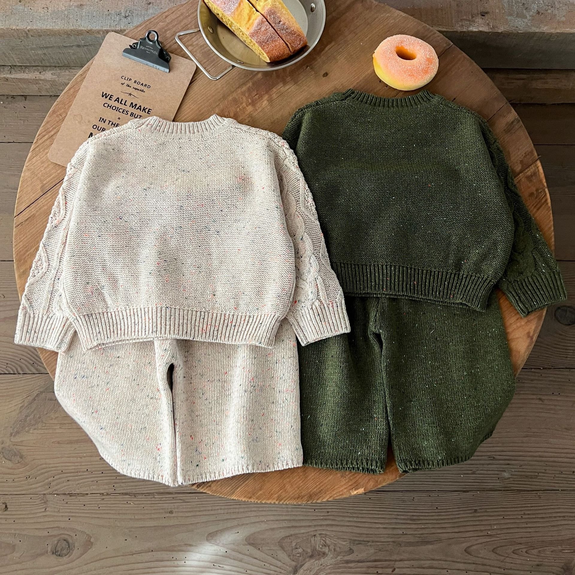 Spring Autumn New Boys Girls Sweater Set Toddler Knitted Pullover Top Pants Suit Baby Clothing Set