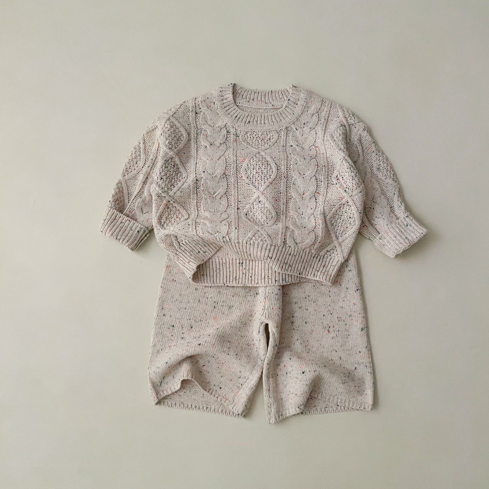 Spring Autumn New Boys Girls Sweater Set Toddler Knitted Pullover Top Pants Suit Baby Clothing Set