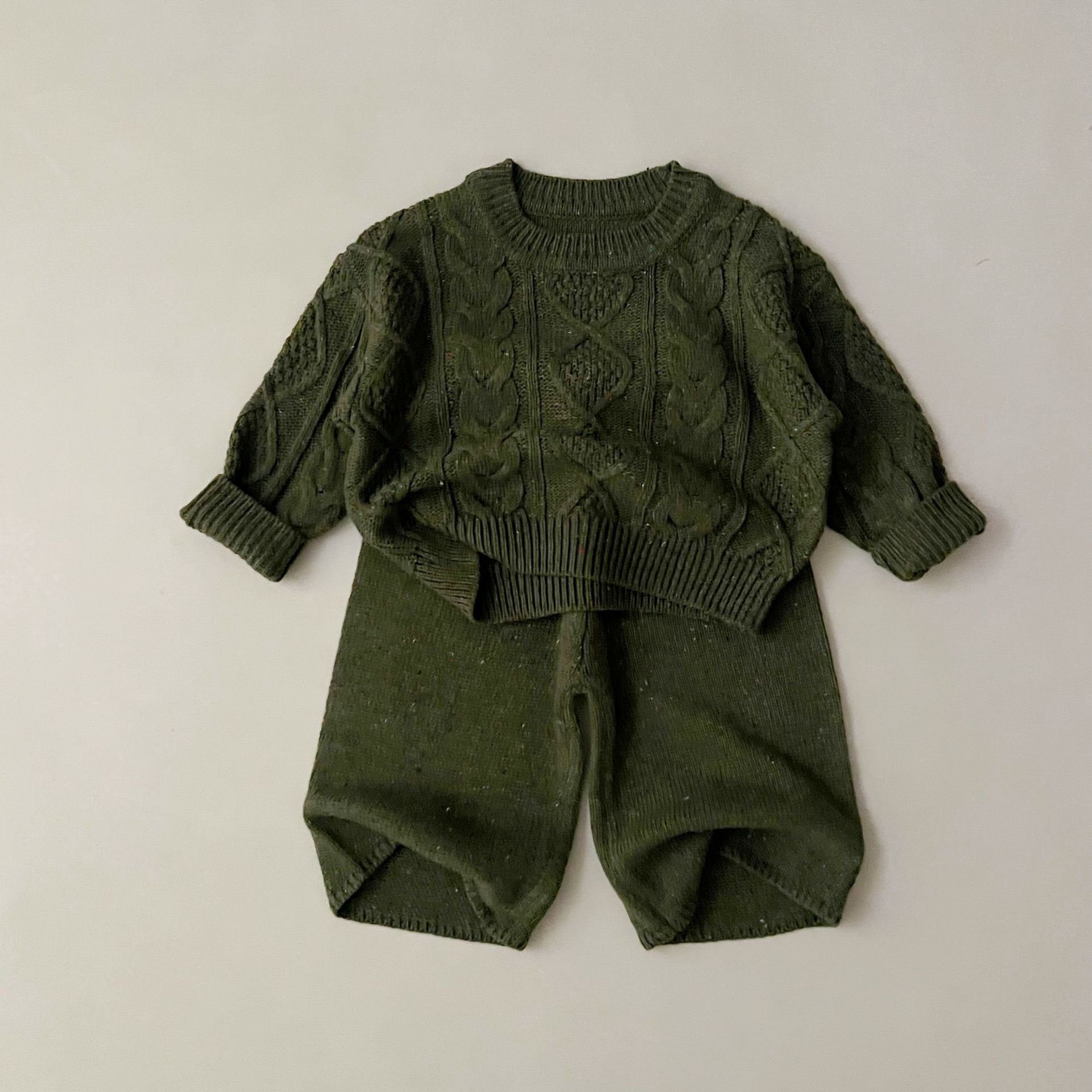 Spring Autumn New Boys Girls Sweater Set Toddler Knitted Pullover Top Pants Suit Baby Clothing Set