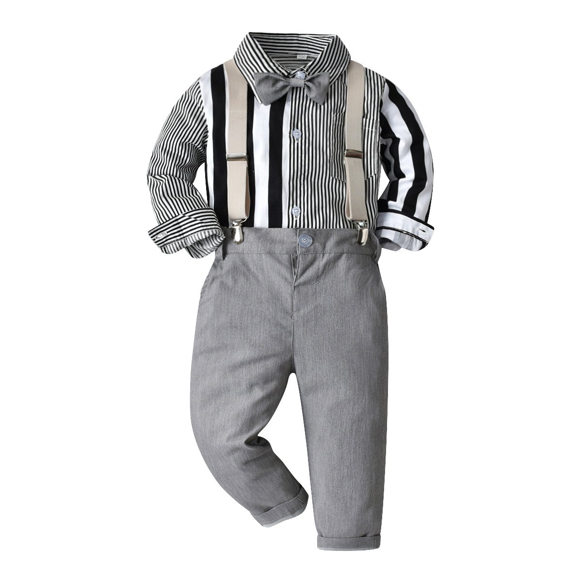 LZH Boys Casual Baby Boy Clothing Sets Shirt Suspender Trousers Suit Children's Boys Sets