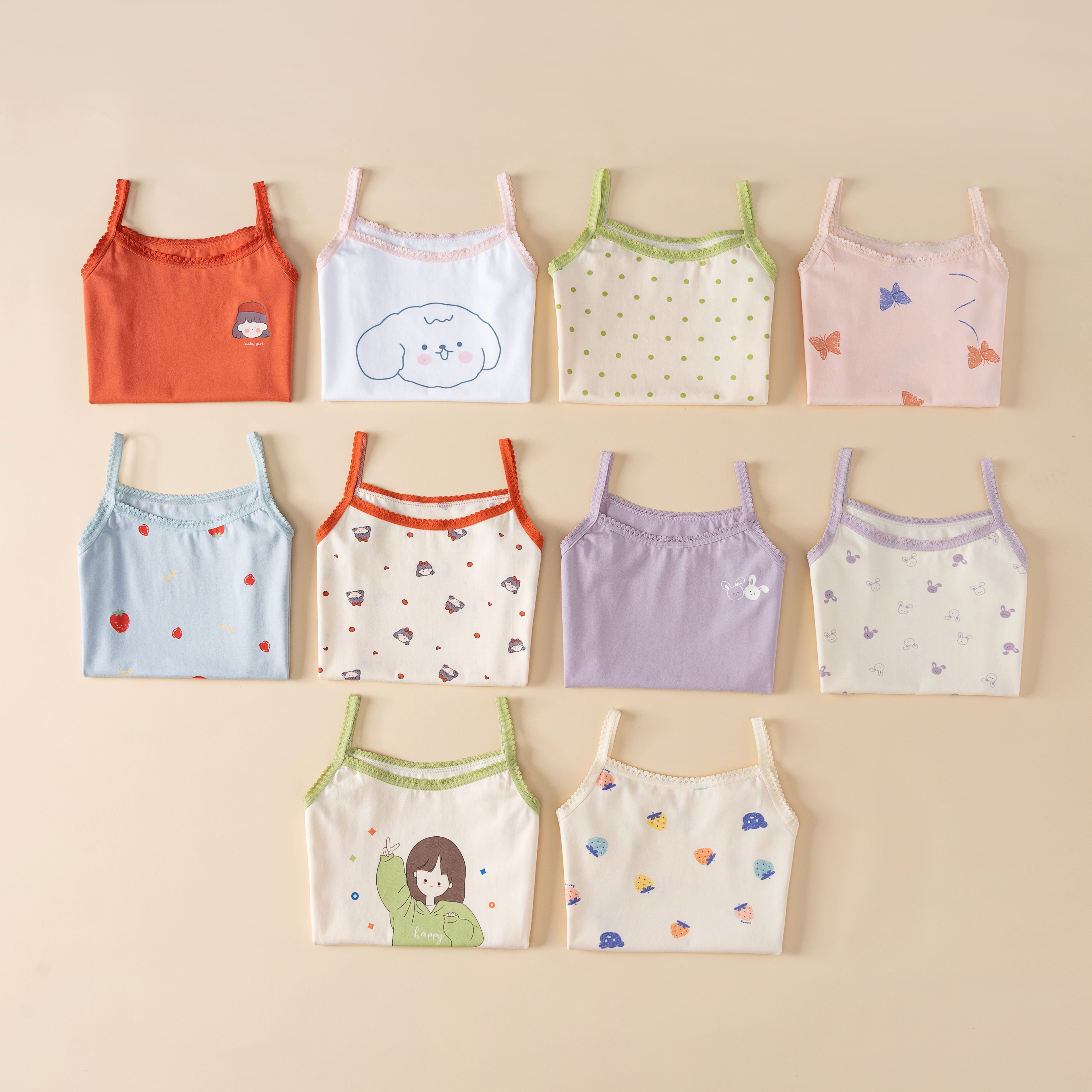 Wholesale/ODM/OEM girls' summer thin sleeveless shirt cotton bottomed out cartoon vest