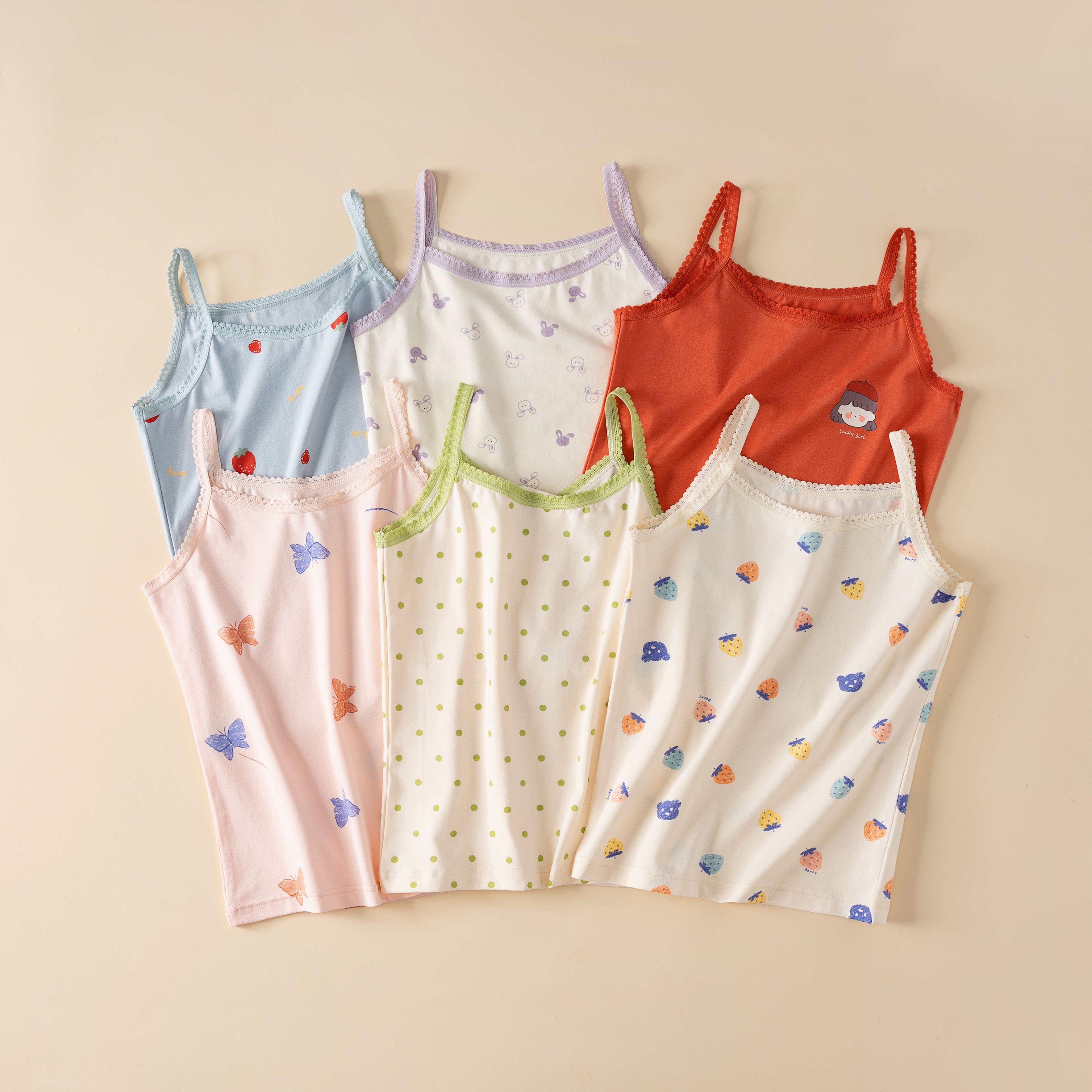 Wholesale/ODM/OEM girls' summer thin sleeveless shirt cotton bottomed out cartoon vest