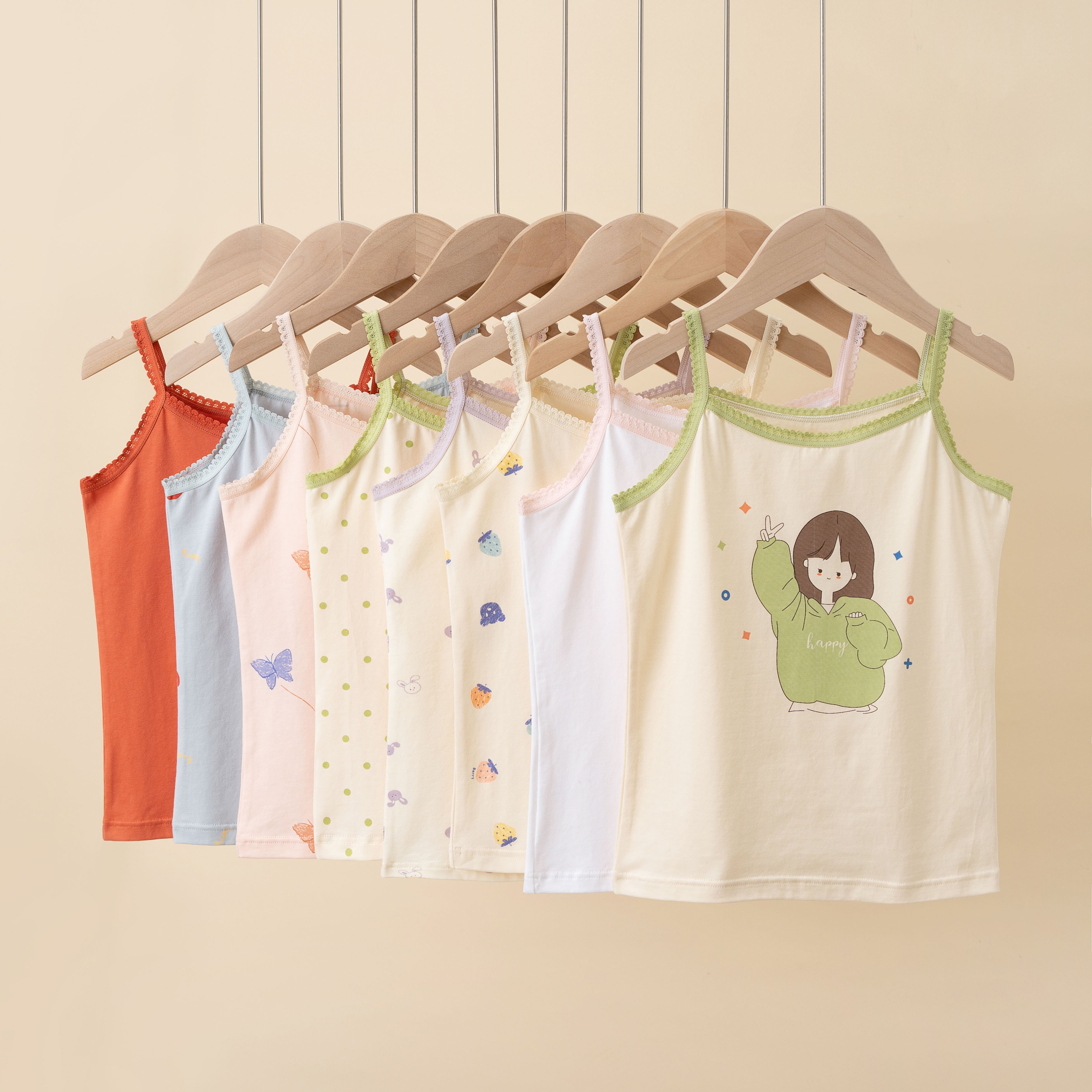 Wholesale/ODM/OEM girls' summer thin sleeveless shirt cotton bottomed out cartoon vest
