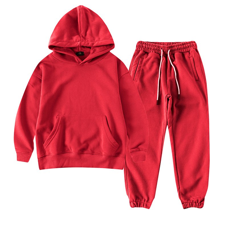 Children's clothing autumn pure color simple CuHK children and boys children's daily hoodie set