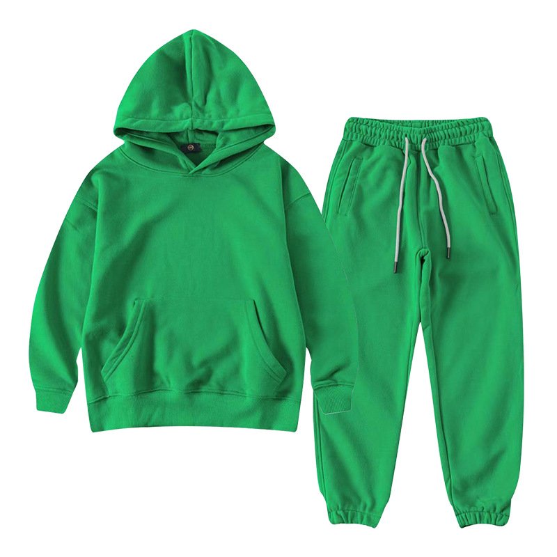 Children's clothing autumn pure color simple CuHK children and boys children's daily hoodie set