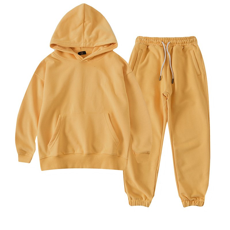 Children's clothing autumn pure color simple CuHK children and boys children's daily hoodie set