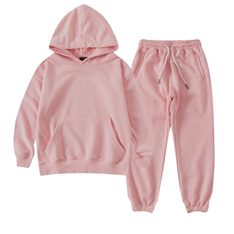 Children's clothing autumn pure color simple CuHK children and boys children's daily hoodie set