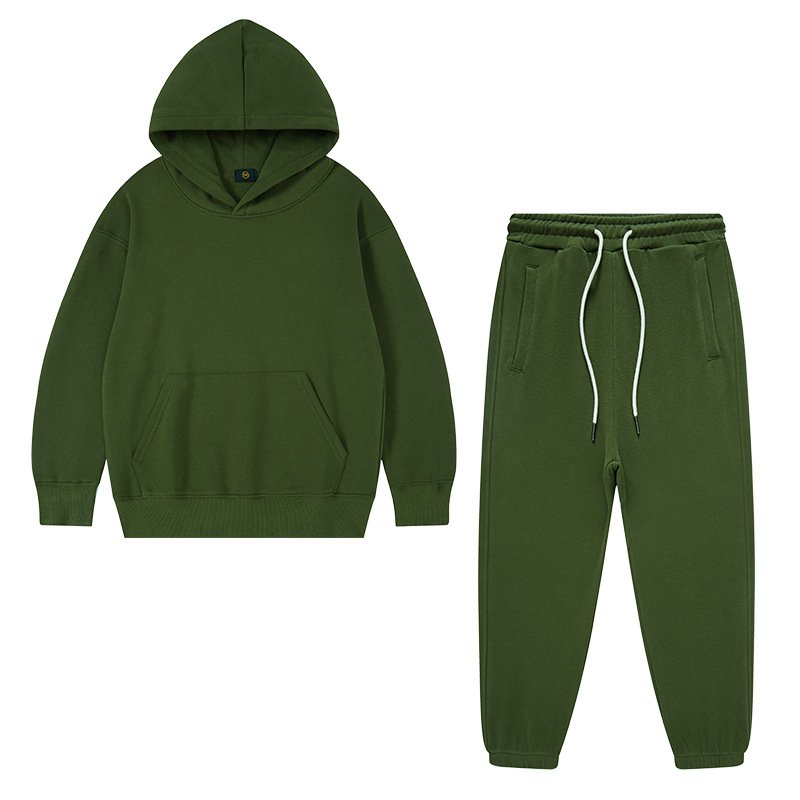 Children's clothing autumn pure color simple CuHK children and boys children's daily hoodie set