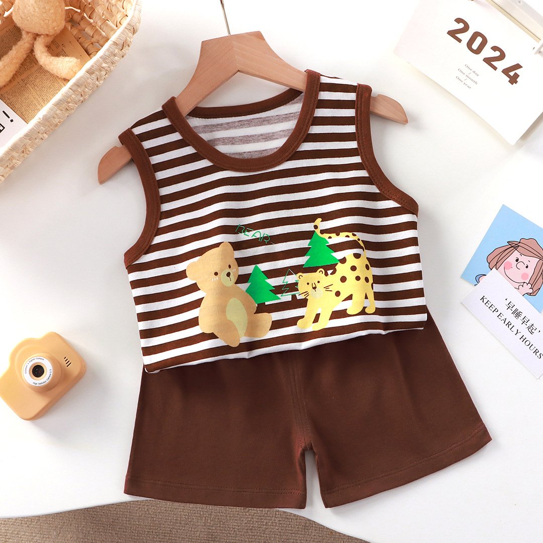 Children's new pure cotton sleeveless two-piece suit wholesale