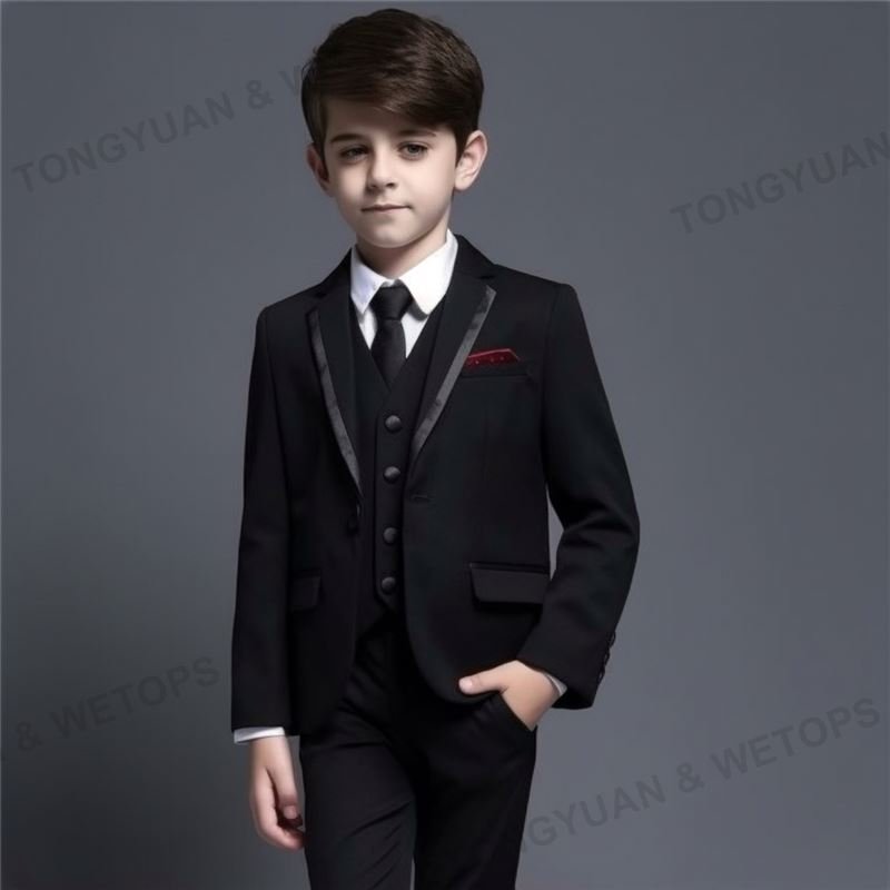 Custom Clothing Black Boy's Wedding Suits Wear Jacket Pants Sets Children Suits For Weddings Kids Prom Suits For Boy Children