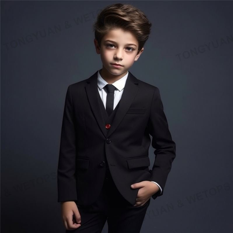 Custom Clothing Black Boy's Wedding Suits Wear Jacket Pants Sets Children Suits For Weddings Kids Prom Suits For Boy Children