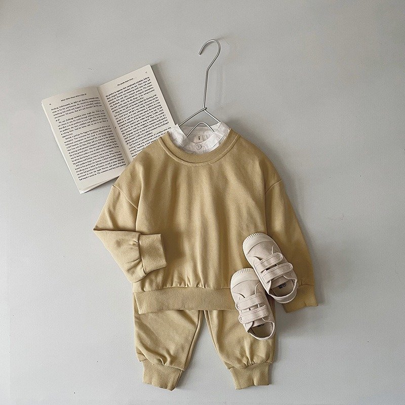 toddler boys clothing sets french terry kid children jogger set custom children tracksuits streetwear kids sweatshirt set