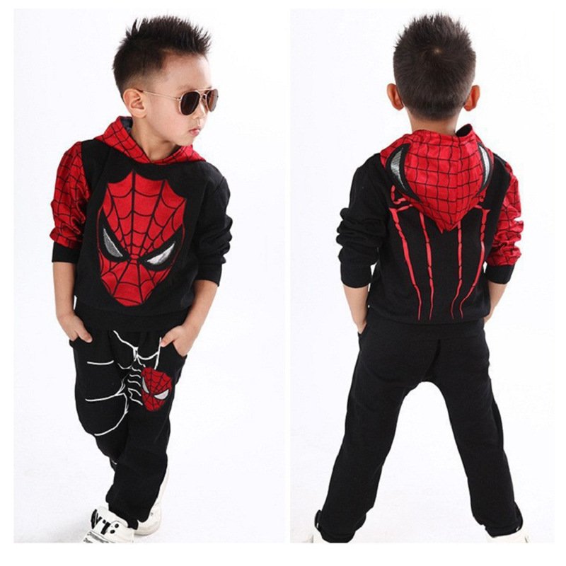 Customized Boys Cool Children's Spider Hero Clothing Boys 2 Pieces set Tracksuits Kids Clothing Sets