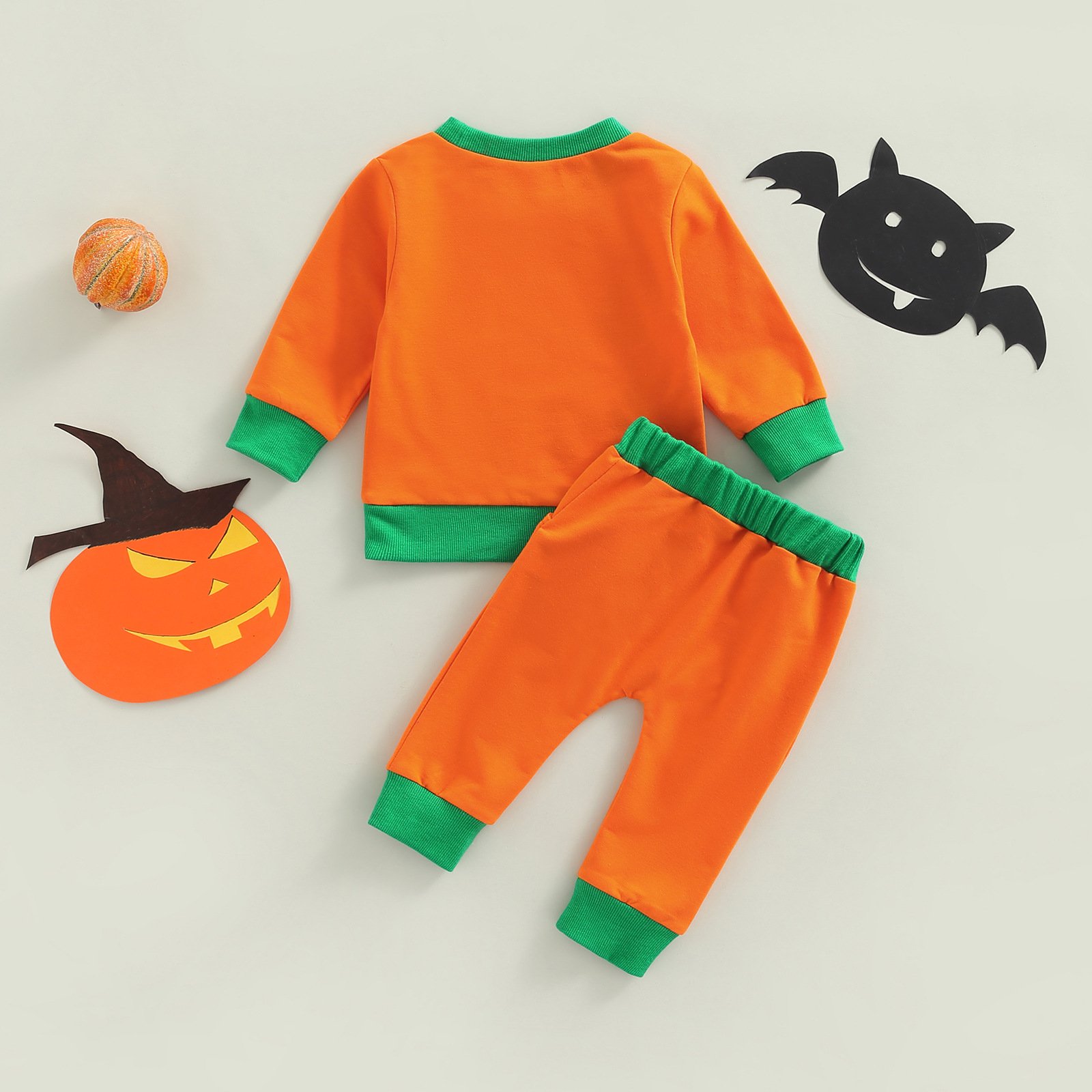 Halloween children's clothing autumn boys girl clothing set pumpkin print long-sleeved sweatshirt trousers two-piece suit