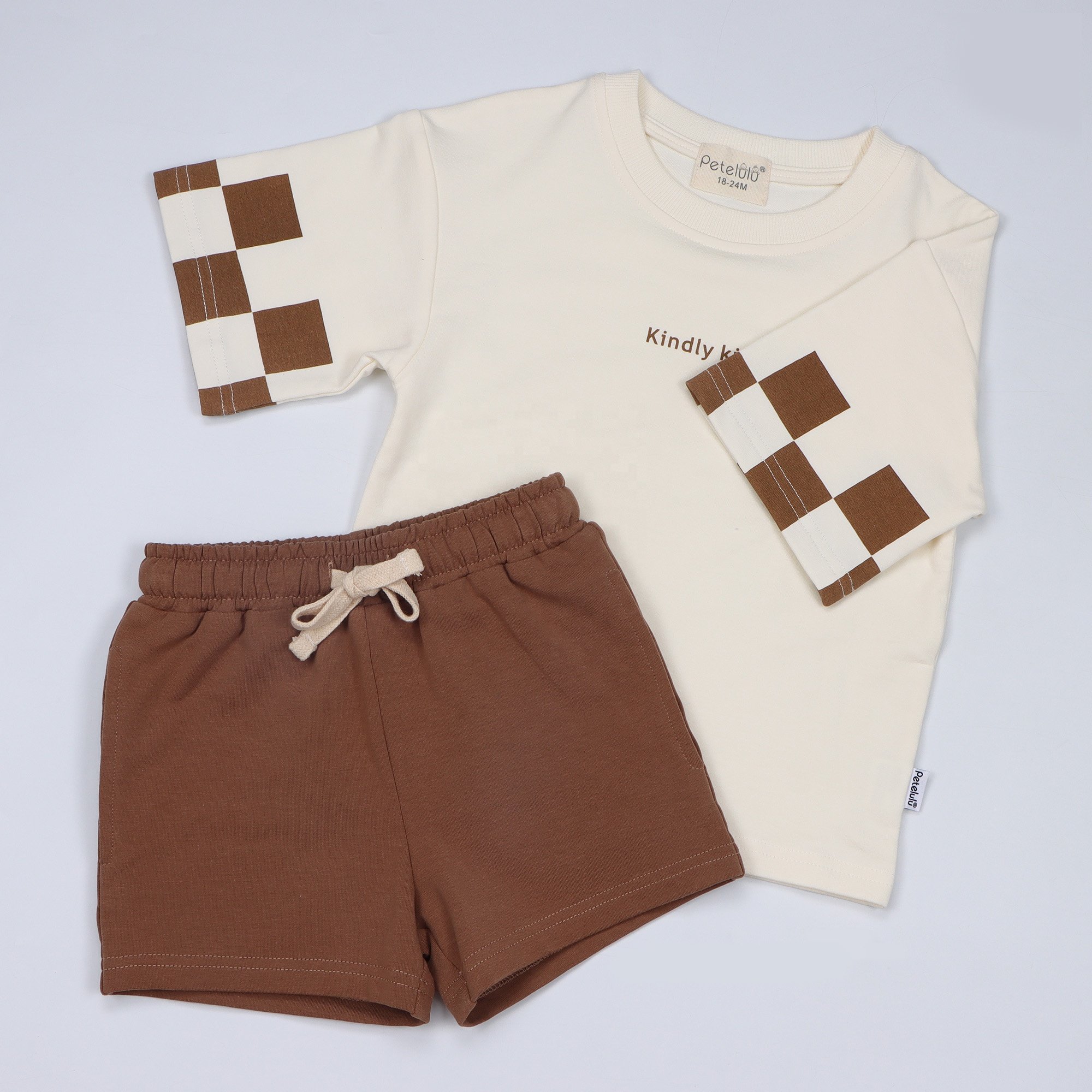 Organic Cotton Baby Clothing Crew Neck Baby T-shirt Set Color Block Short Sleeve Toddler Boys Clothing Set Kids Clothes Set