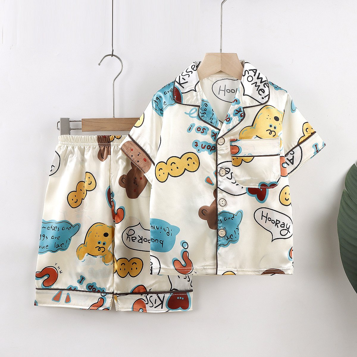 Spring Casual Long Sleeve Knitted 2 Pieces Pajamas Kids Girls Sleepwear Pyjamas Baby Clothing Sets for Boys