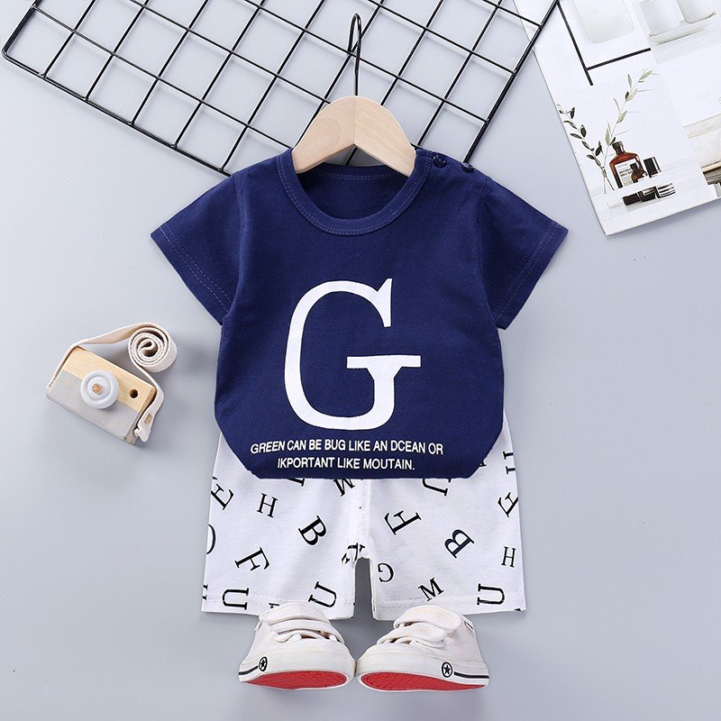 2023 New children's summer set boys short -sleeved set pure cotton girl T-shirt trend short pants children's summer clothing