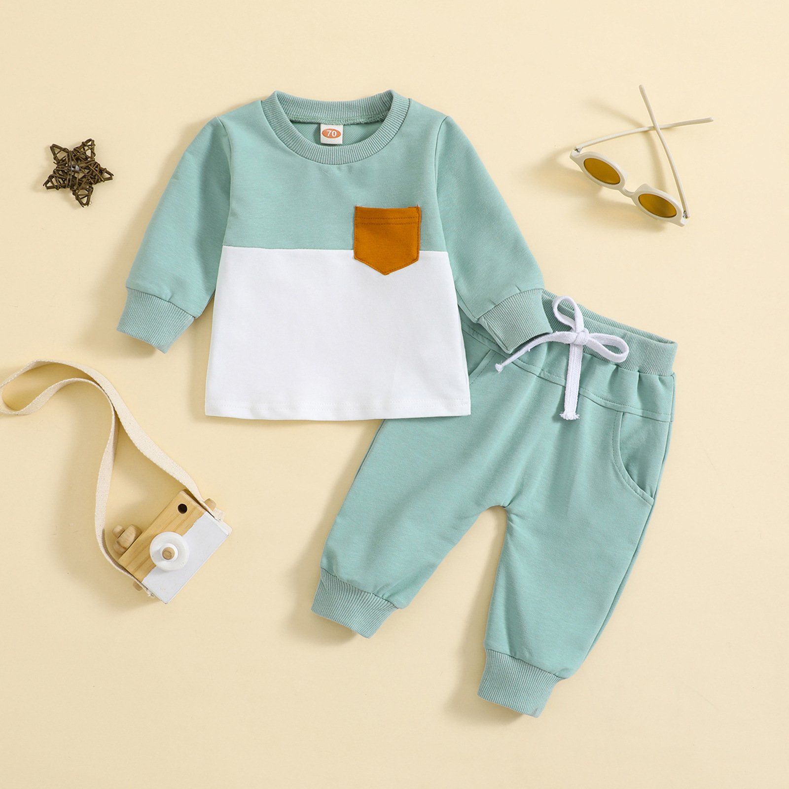 Autumn Boys' 2-Piece Cotton Baby Clothing Sets Long Sleeved Top and Pants Casual Style with Printed Pattern