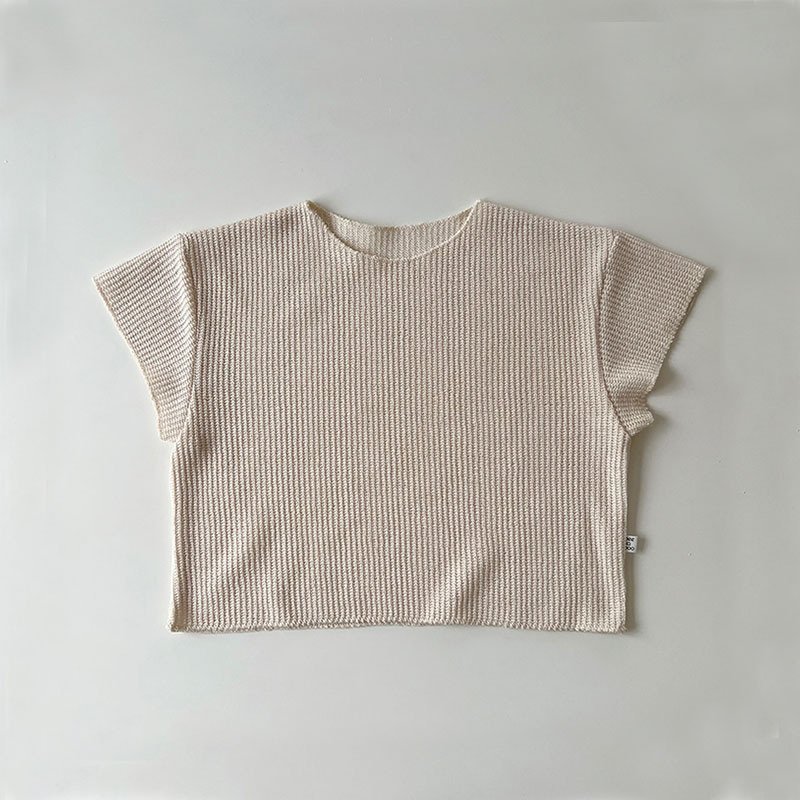 2Pcs Summer Boys Girls Clothing Sets Solid Color Soft Loose Short Sleeve Drawstring Shorts Waffle Outfits Children Knitted Suits