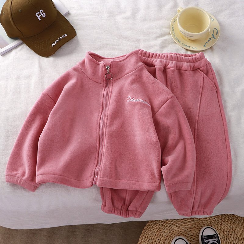 2-10 year old children's autumn and winter plush and thick warm external wear set