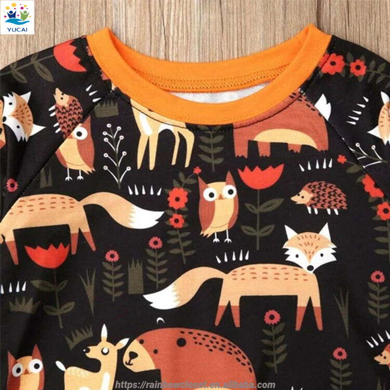 Animal Printing Clothes Toddler Boys Cotton Pullover Sweatshirt and Pants 2pcs Clothing elegant casual Sets winter suit for kids