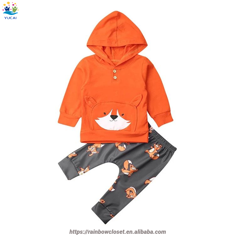 Animal Printing Clothes Toddler Boys Cotton Pullover Sweatshirt and Pants 2pcs Clothing elegant casual Sets winter suit for kids