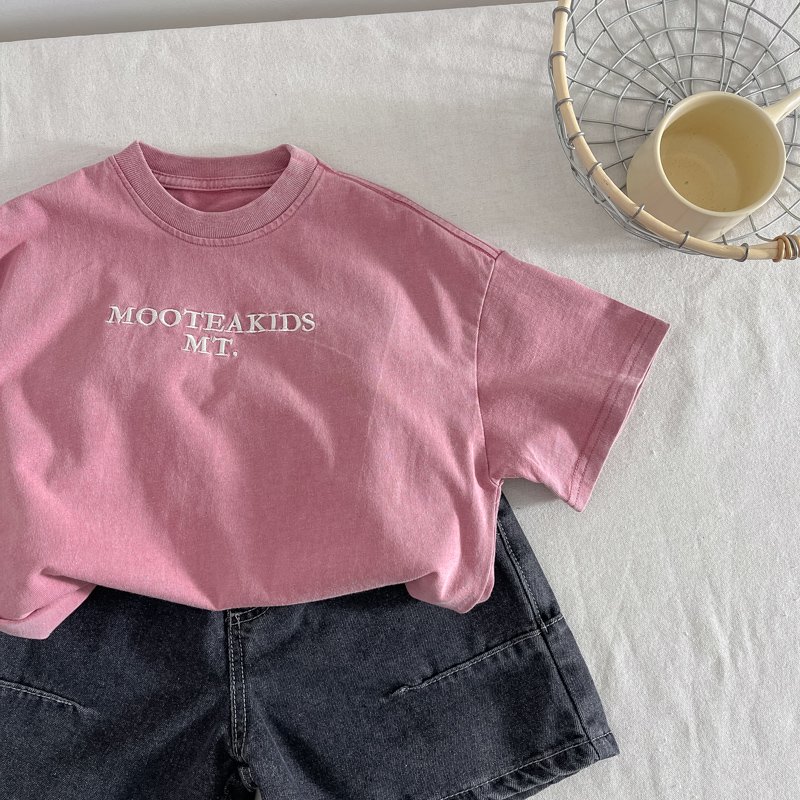 Summer Boys Girls Loose Casual soft Printed Letters Solid Color Sports Suit Collar Tops Shorts 2Pcs Boys clothing sets
