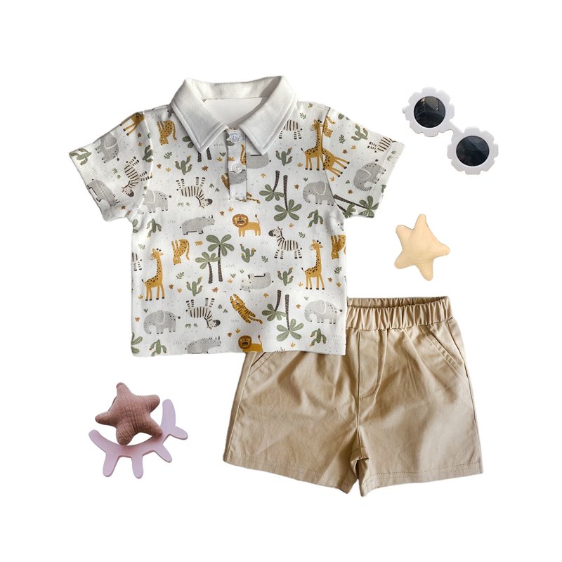 Summer Short Sleeve Kids Cotton T-shirts Pocket Shorts Suit Children's Clothes Set baby Boys clothing set