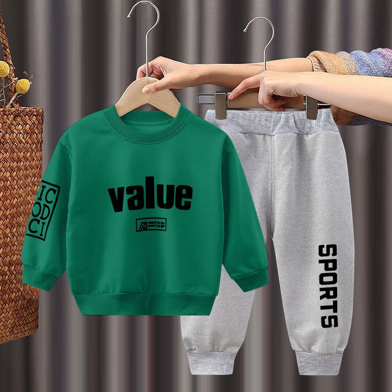 Boys and girls sweater suit spring autumn boy clothes new baby set long sleeve children's clothing two-piece suit sports wear
