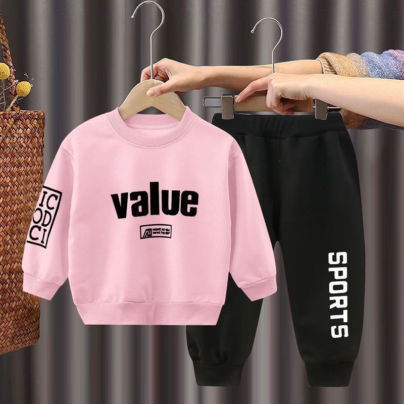 Boys and girls sweater suit spring autumn boy clothes new baby set long sleeve children's clothing two-piece suit sports wear