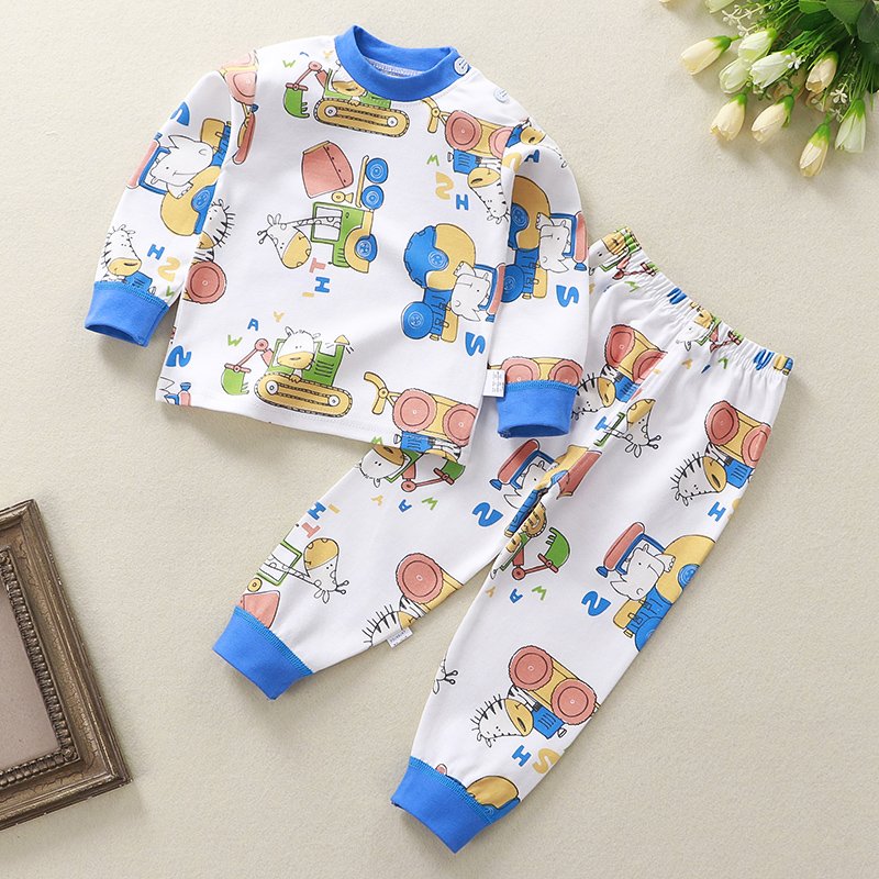 Wholesale 100% Cotton Boys and Babies 2-Piece Clothing Set Long Sleeved Tops and Pants for Kids Autumn Style