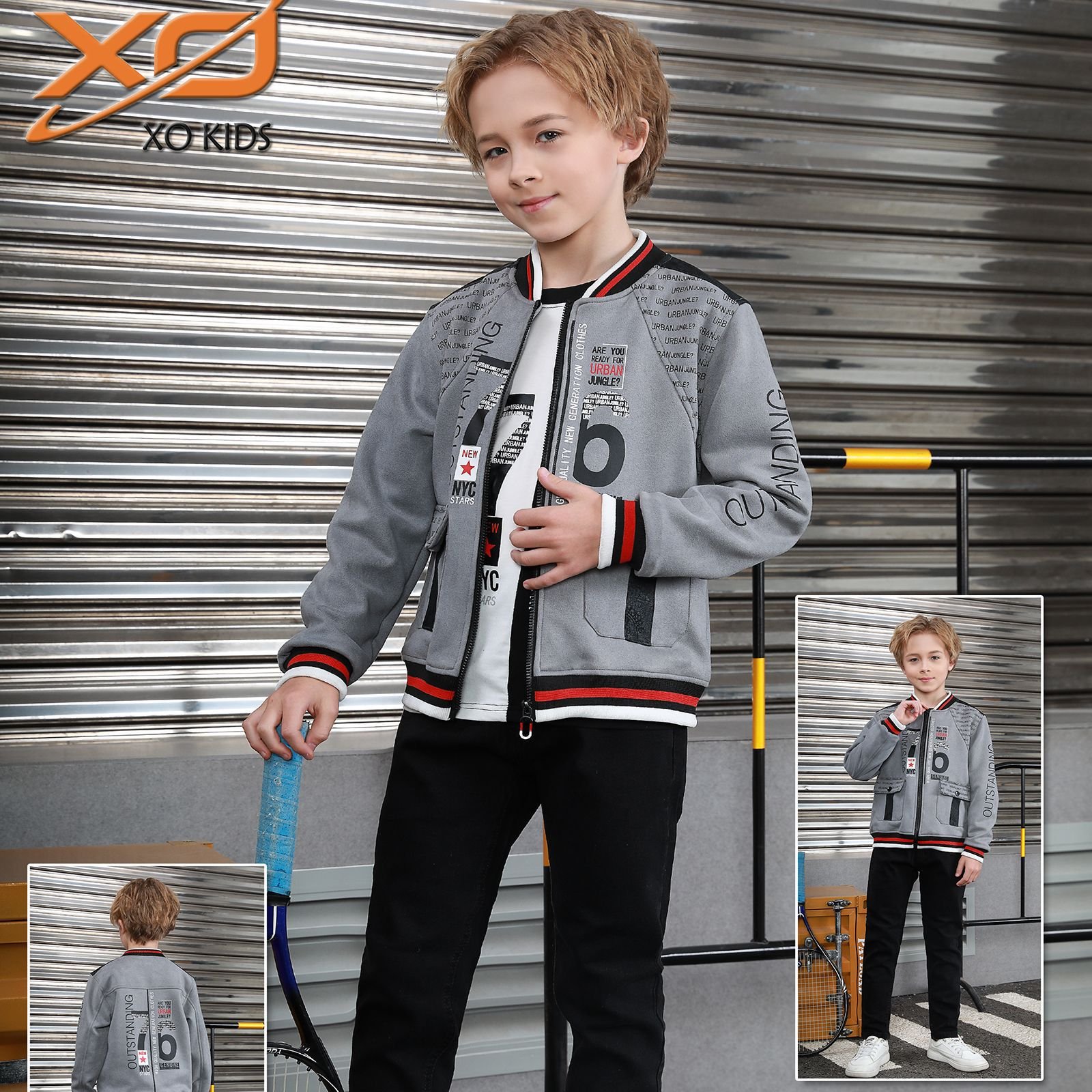 Middle East Boy Clothing Boy's Autumn/Winter Set 2024 New Children's Three Piece Set Handsome Deer Fleece Coat and Jeans