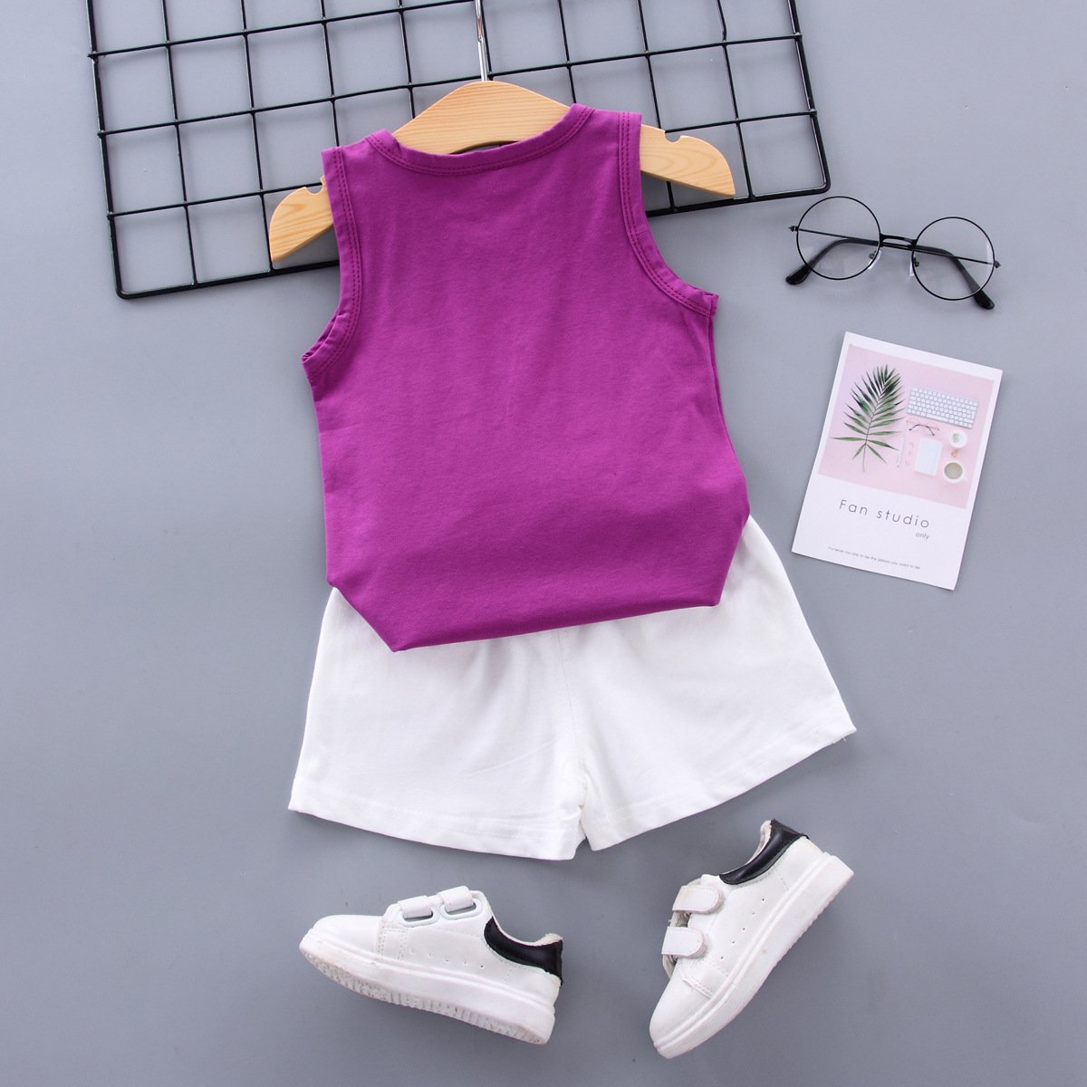Bulk Wholesale Summer New Kids Clothing Boys Cotton Letter Sleeveless Vest Shorts Casual Two Piece Set