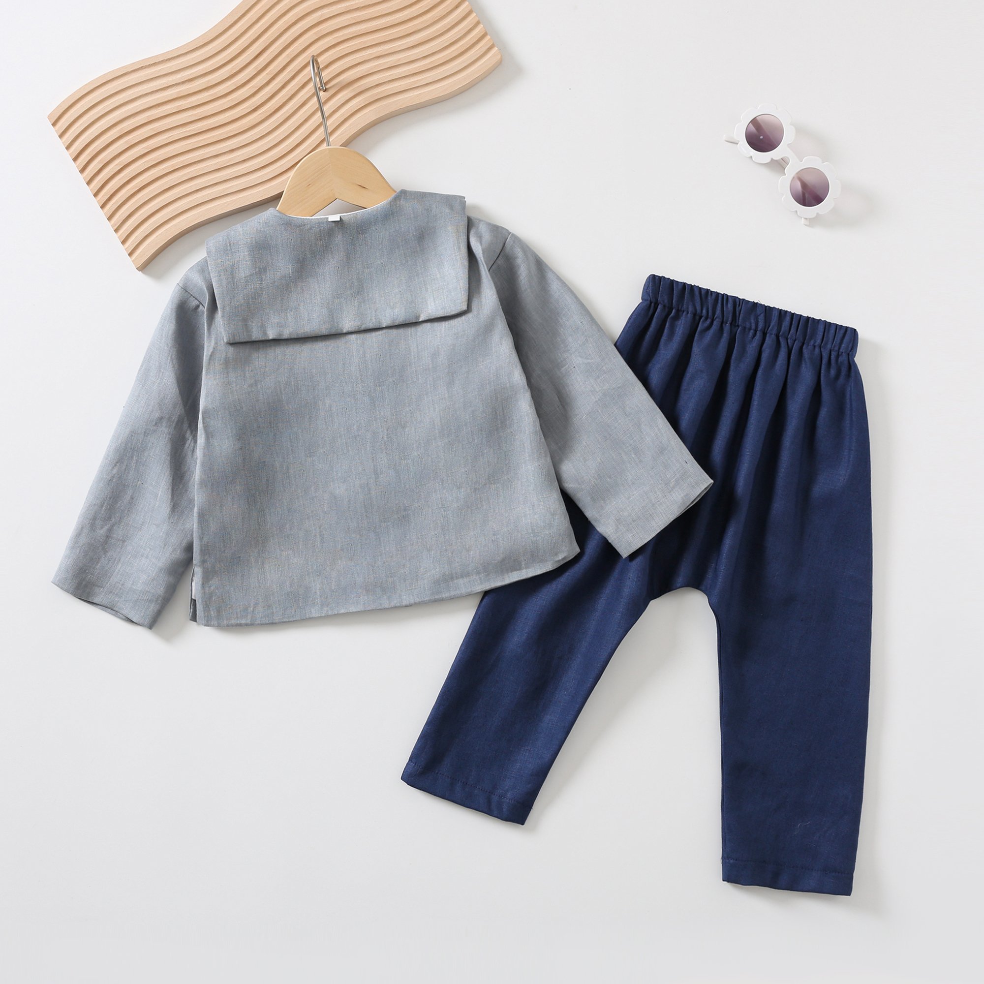 2023 Autumn New 0-6T Baby Clothing Sets Solid child casual suit boys Shirt Pants Set Linen Long sleeved boys clothing sets