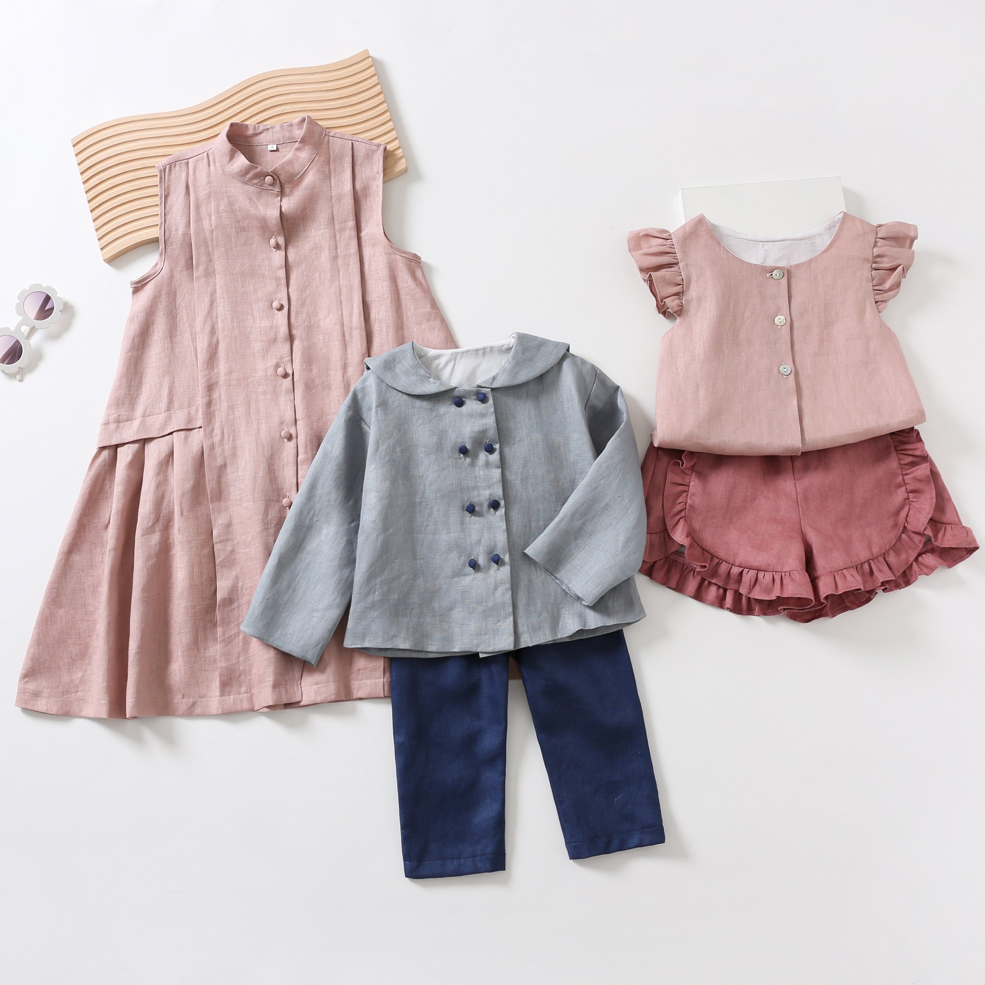 2023 Autumn New 0-6T Baby Clothing Sets Solid child casual suit boys Shirt Pants Set Linen Long sleeved boys clothing sets