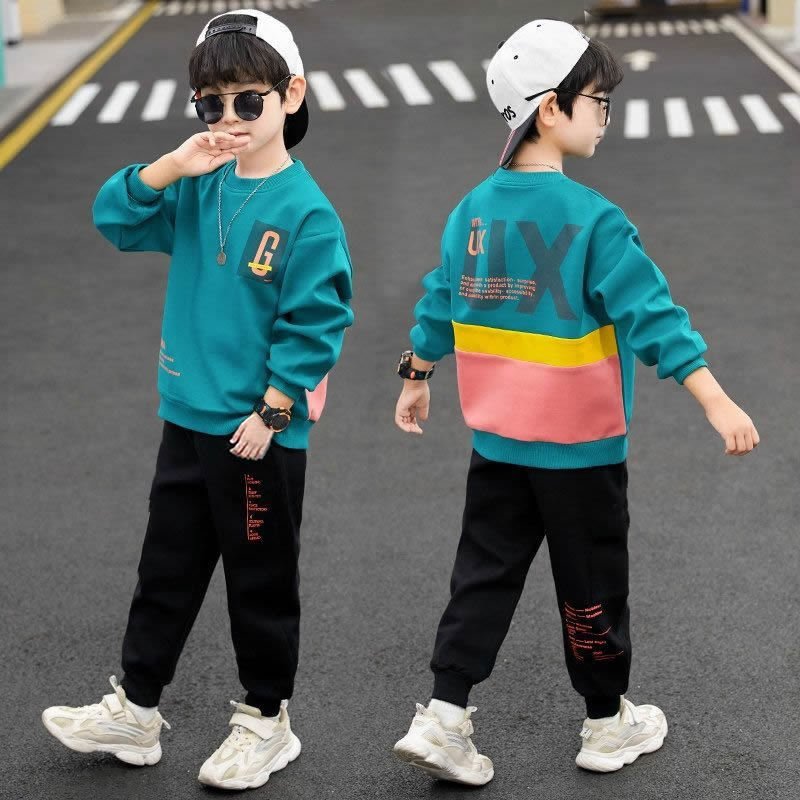 2024 New Arrival Autumn Casual Boys Clothing Set 2 Pieces Long Sleeve Cartoon Printed Hoodies + Pants Clothing Set For Kids