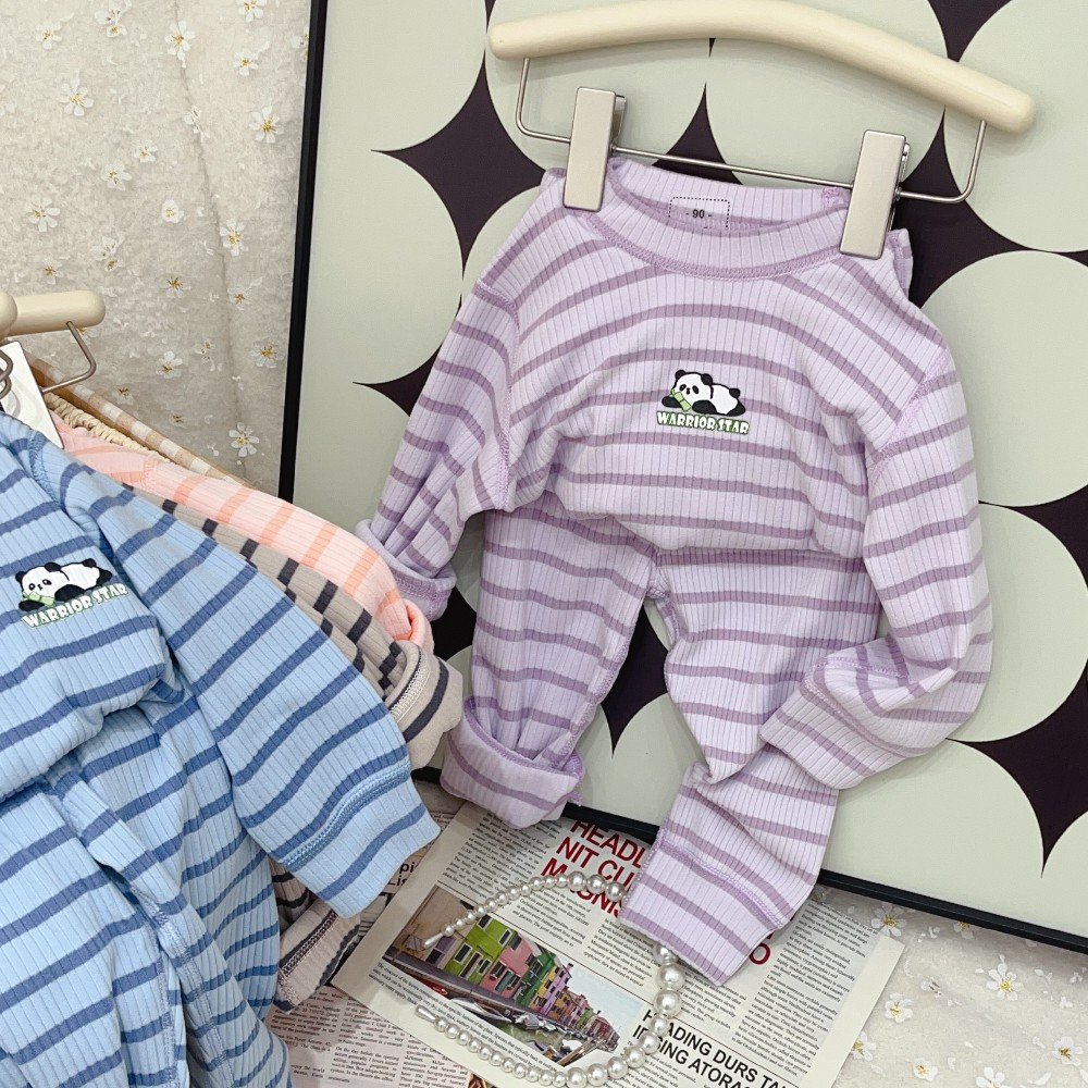 Wholesale kids pajamas Children's Casual Striped Long-Sleeved Pants Two-Piece Set Cotton Home Wear for Kids for Autumn