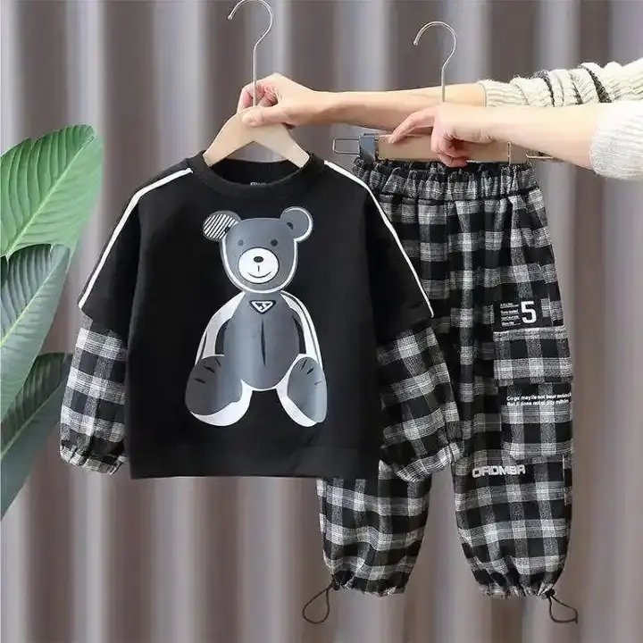 Boys' Clothing Children's clothing set Long sleeve set Printed clothing 2 boys' casual suit