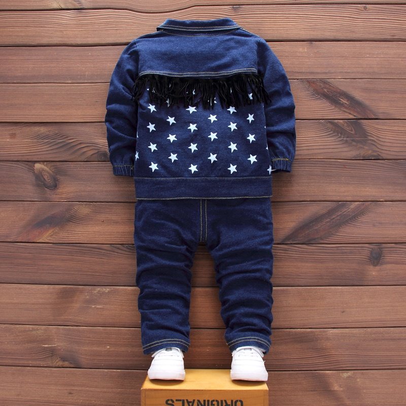 Boutique Wholesale Kids Boys jeans fringed jacket + T-shirt + trousers 3 sets of children's winter clothes