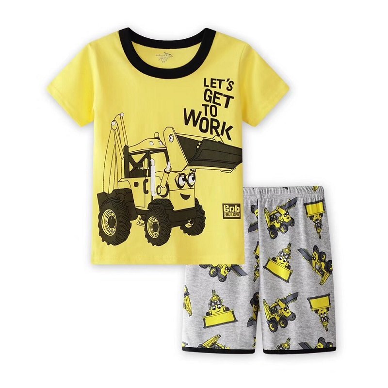Summer 2024 New Short Sleeve Set Cartoon Children's Clothing Baby Children's Pajamas Mens Set Boys' Pajamas 2-8Y