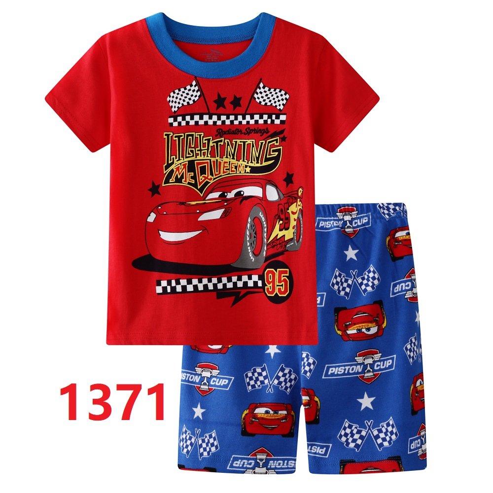 Summer 2024 New Short Sleeve Set Cartoon Children's Clothing Baby Children's Pajamas Mens Set Boys' Pajamas 2-8Y
