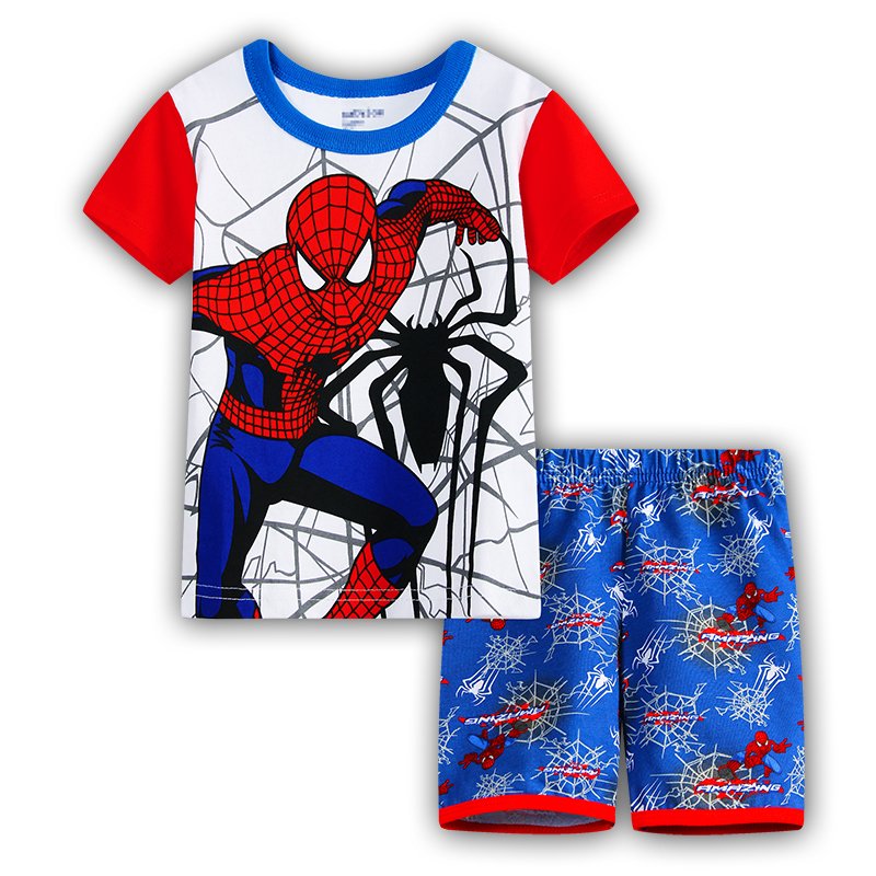 Summer 2024 New Short Sleeve Set Cartoon Children's Clothing Baby Children's Pajamas Mens Set Boys' Pajamas 2-8Y