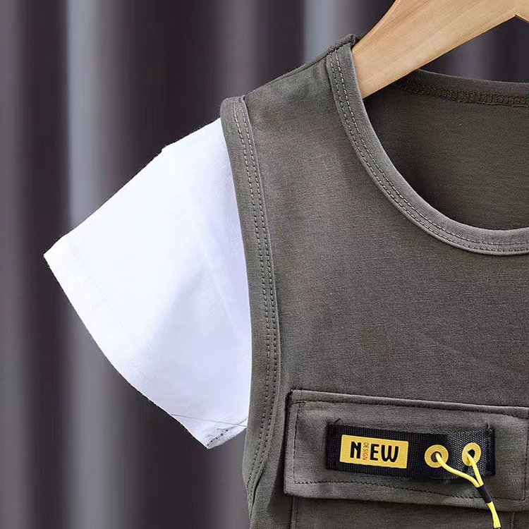 Summer Children Clothing Baby Boys Clothes Gentleman Boys Short Sleeve Shorts Printed Kids Suit