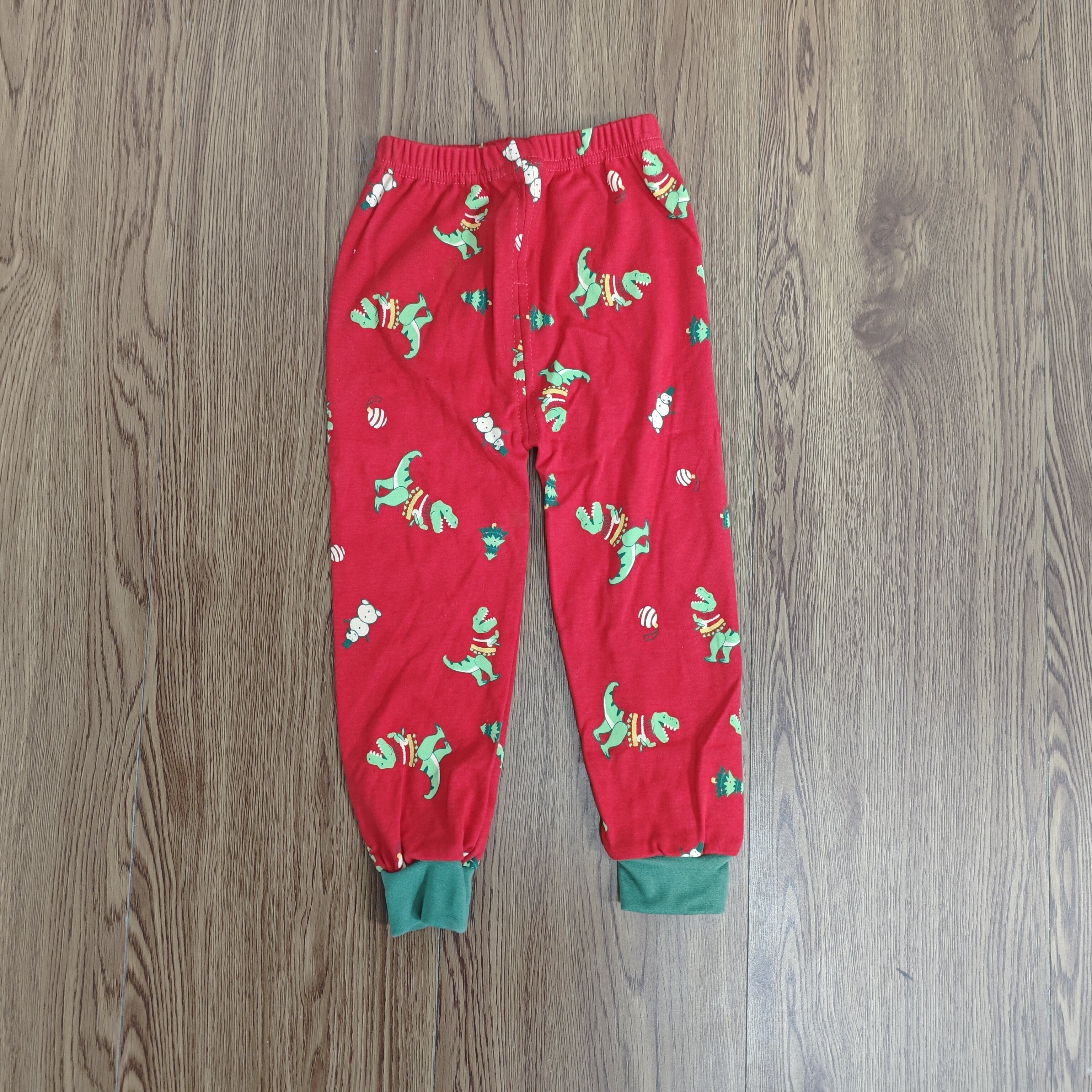 RTS Christmas Day 2pcs Set Cotton Fabric Cute Dinosaur Print For Girls and Boys Clothing Set