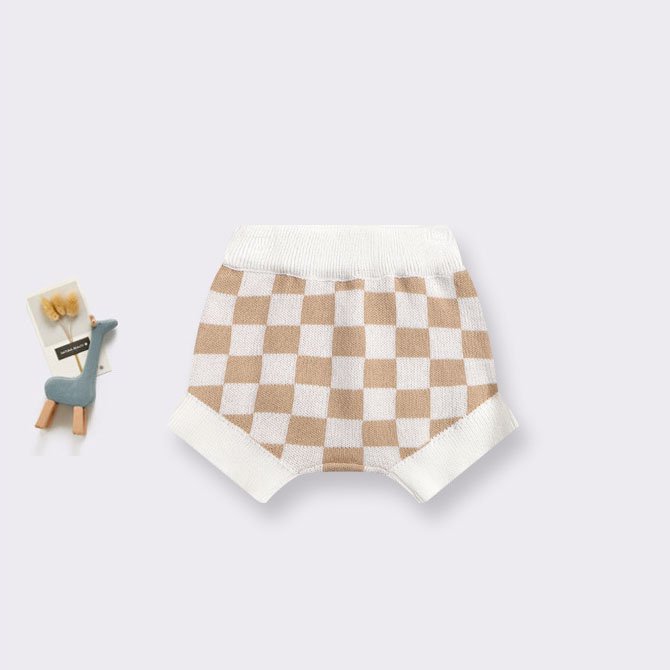 Manufacturer Custom knit baby clothes shorts 100% cotton plaid print 2 piece girls baby clothing set newborn baby sweater set