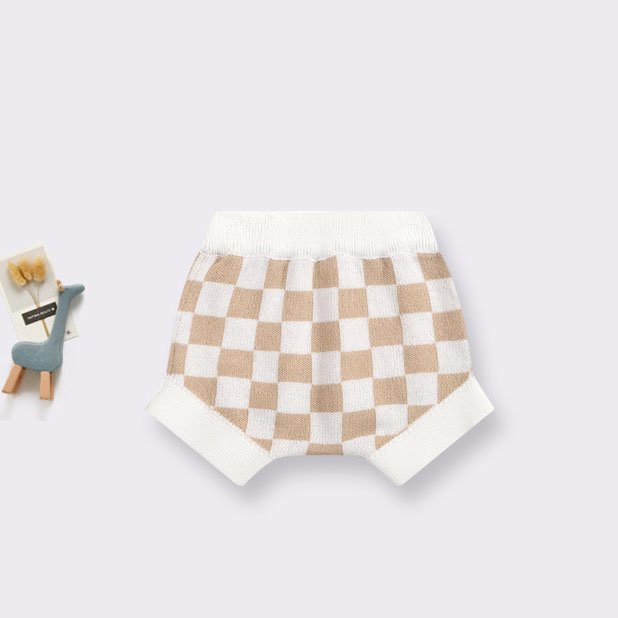 Manufacturer Custom knit baby clothes shorts 100% cotton plaid print 2 piece girls baby clothing set newborn baby sweater set