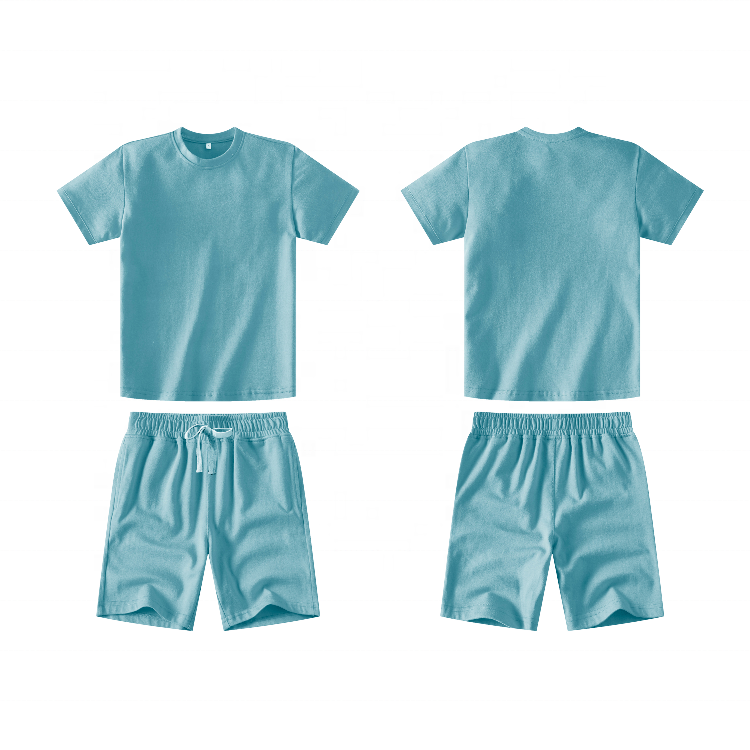 2024 Blank And Girl Fashion Multi Color Cotton Sportswear Tracksuit Kid Plain Summer Boy Clothing Set