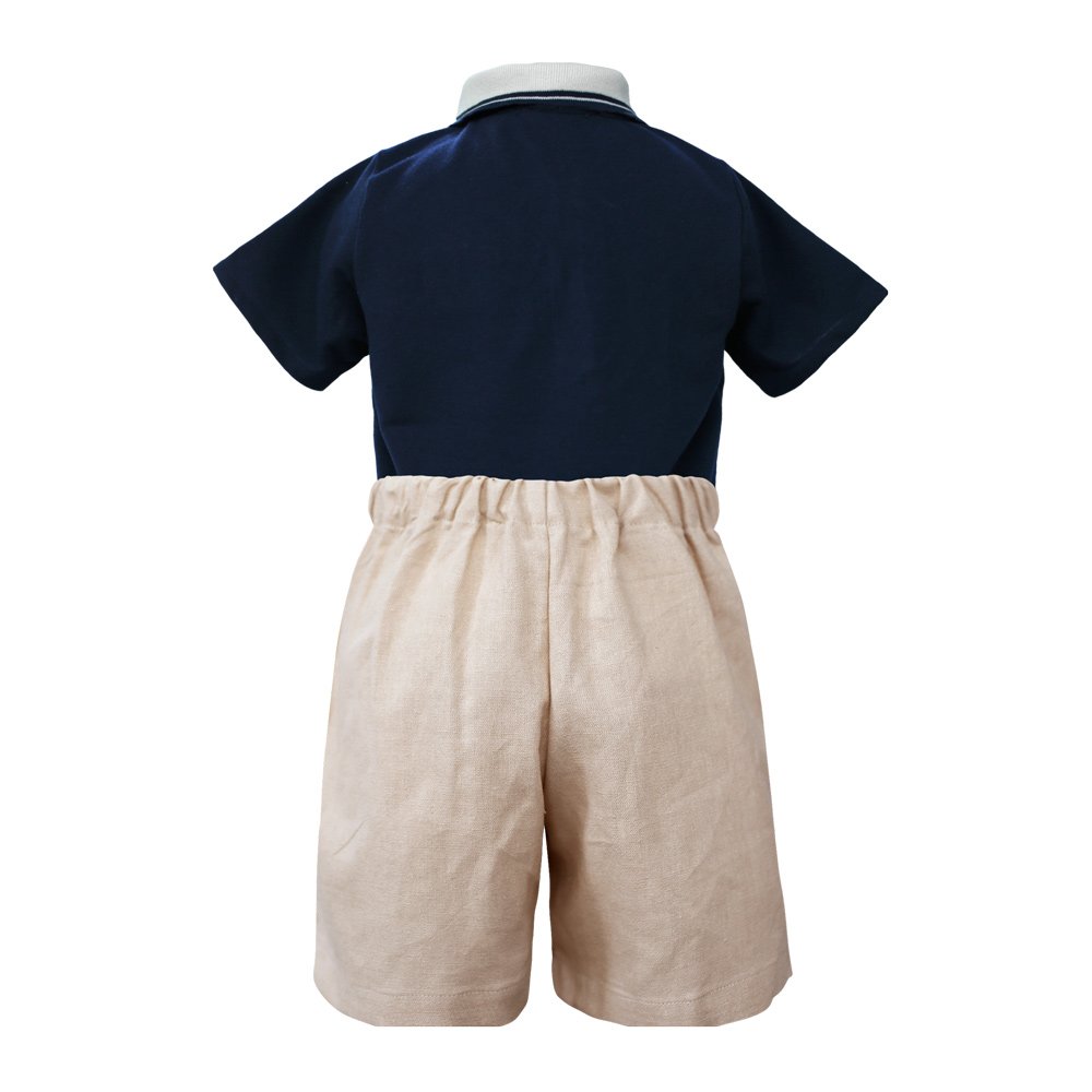 Summer Design High Quality 2 Pieces Outfits Short Sleeves Blue Polo, Beige Short Pants New Trend Baby Boy Set - Lucas Set